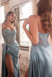 EMBELLISHED LACE & SATIN FITTED GOWN