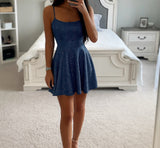 GLITTER A LINE MINI DRESS