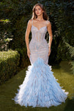 MERMAID FEATHER TRIM GOWN