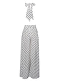 Oriana White Polka Dots Halter Jumpsuit