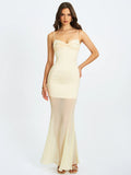 Zayne Butter Yellow Ruch Breast Chiffon Mermaid Maxi Dress