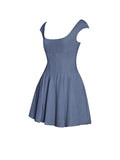 SADA PLEATED DENIM MINI DRESS
