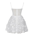 PAMILA WHITE FLORAL MESH MINI DRESS