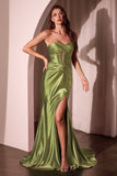 SATIN STRAPLESS FITTED GOWN