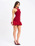 BARBRA RED CROSS STRAPS BODYCON MINI DRESS