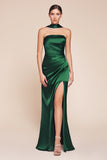 STRAPLESS SATIN DRESS & SASH