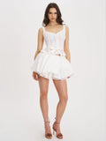 Aliza Lace Trim Layered Cotton Mini Full Skirt