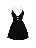 Ignacia Office Casual Black And White Halter Dress