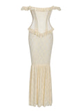 ERSILIA PALE YELLOW LACE CORSET MAXI GOWN