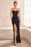 STRAPLESS CORSET MESH FITTED GOWN