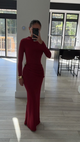 LONG SLEEVE RUCHED MAXI DRESS