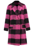 Plaid Double-Breasted Long Sleeve Coat