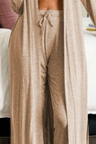 Open Front Long Sleeve Cardigan and Pants Lounge Set