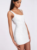 Tais Pearl Beaded Cocoon Shape Sleeveless Mini Dress