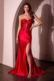 SATIN STRAPLESS FITTED GOWN