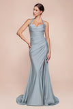 ROBE AJUSTÉE EN SATIN EXTENSIBLE À COL NU