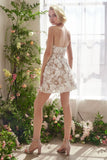 DIMENSIONAL FLORAL AND LACE BRIDAL MINI DRESS