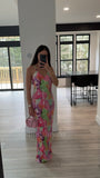 Backless Printed Maxi Cami Dress