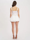 Aliza Lace Trim Layered Cotton Mini Full Skirt