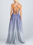 LACE UP GLITTER OMBRÉ GOWN