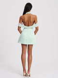 Light Cyan Halter Off-shoulder Backless Mini Dress