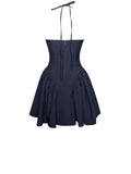 MELODY NAVY PRINT PINSTRIPE WAIST MINI DRESS