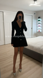 RIA BLAZER NERO MINI ABITO CON DETTAGLI PLISSETTATI