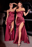BURGUNDY OFF SHOULDER MAXI DRESS