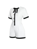 Idina Business Casual White Romper with Black Trim