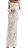 LONG SLEEVE LACE BOLERO MAXI DRESS