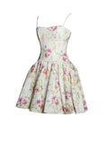 VALDA YELLOW AND PINK LINEN MINI DRESS