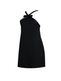 CAITLIN BLACK SATIN TRIM BOW MINI DRESS