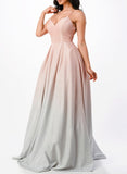 LACE UP GLITTER OMBRÉ GOWN