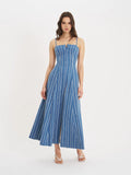 ABYGAIL STRIPE COTTON DEBIM MAXI DRESS