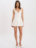 Tala White Sleeveless Pleated Preppy Mini Dress