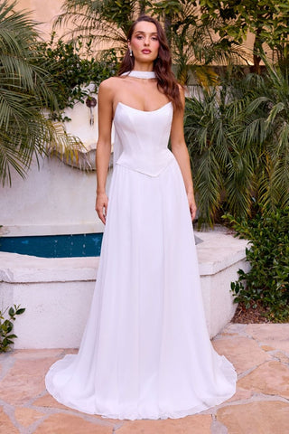 CORSET A LINE SCARF BRIDAL GOWN