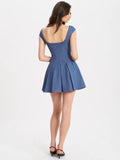 SADA PLEATED DENIM MINI DRESS