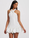 BARBRA WHITE CROSS STRAPS BODYCON MINI DRESS