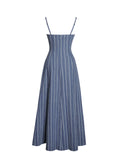 ABYGAIL STRIPE COTTON DEBIM MAXI DRESS