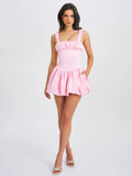 AUBREY PINK BUBBLE HEM MINI DRESS