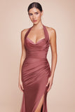 ROBE AJUSTÉE EN SATIN EXTENSIBLE À COL NU