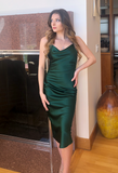 Aspen Midi Dress - Emerald Green Satin