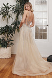 BEADED FITTED TULLE OVERSKIRT GOWN