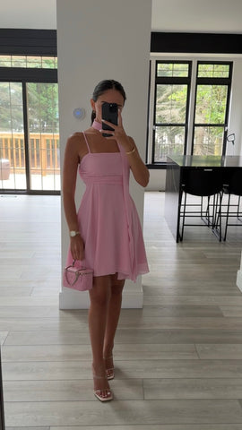Ruched Square Neck Cami Dress with Scarf