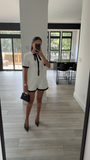 Idina Business Casual White Romper with Black Trim
