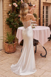 OFF WHITE EMBELLISHED SATIN CORSET GOWN