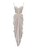 CANDICE CHAMPAGNE CRYSTAL EMBELLISHED CORSET GOWN