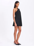CAITLIN BLACK SATIN TRIM BOW MINI DRESS