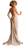 TWISTED SHIMMER PLEATED ILLUSION FRONT STRETCH MERMAID GOWN