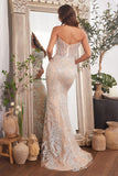 EMBELLISHED SILVER & NUDE GOWN